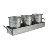 4 in. D x 5 in. H x 17.5 in. L Flatware Caddy with 3 Galvanized 4-Cups