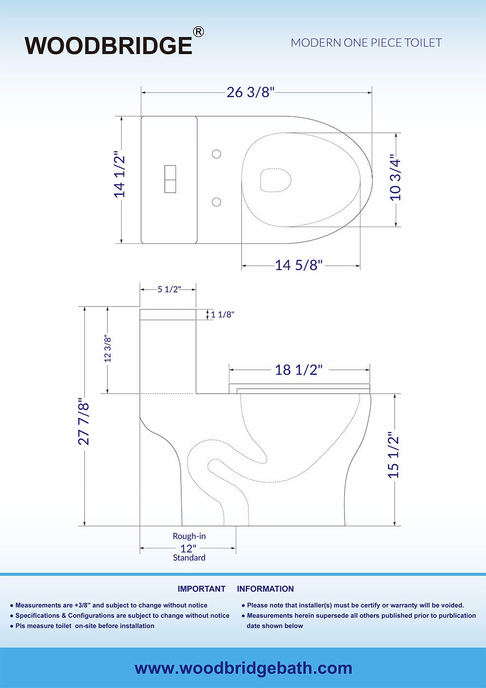 WOODBRIDGE Modern 1-Piece 1.0/1.6 GPF Dual Flush Elongated Toilet in Black