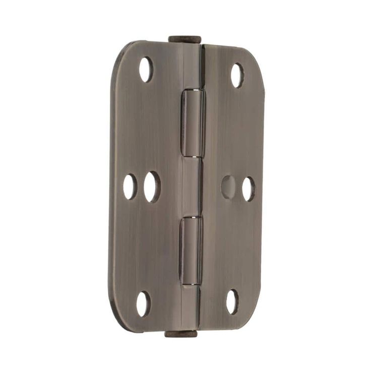 3-1/2 in. Antique Brass 5/8 in. Radius Security Door Hinges Value Pack (3-Pack)