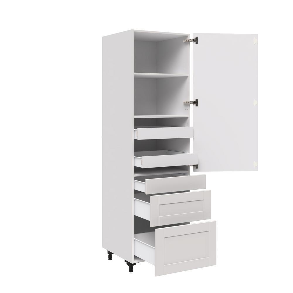 Shaker Assembled 24 in. x 84.5 in. x 24 in. Pantry Cabinet w/ 2-Inner Drawers & Three Pull Out Drawers in Vanilla White - Super Arbor