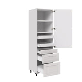 Shaker Assembled 24 in. x 84.5 in. x 24 in. Pantry Cabinet w/ 2-Inner Drawers & Three Pull Out Drawers in Vanilla White - Super Arbor
