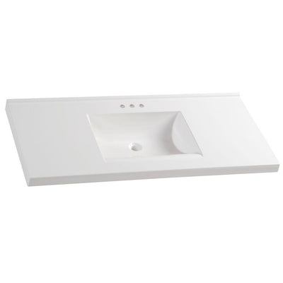 31 in. W x 22 in. D Cultured Marble Vanity Top in White with White Sink - Super Arbor