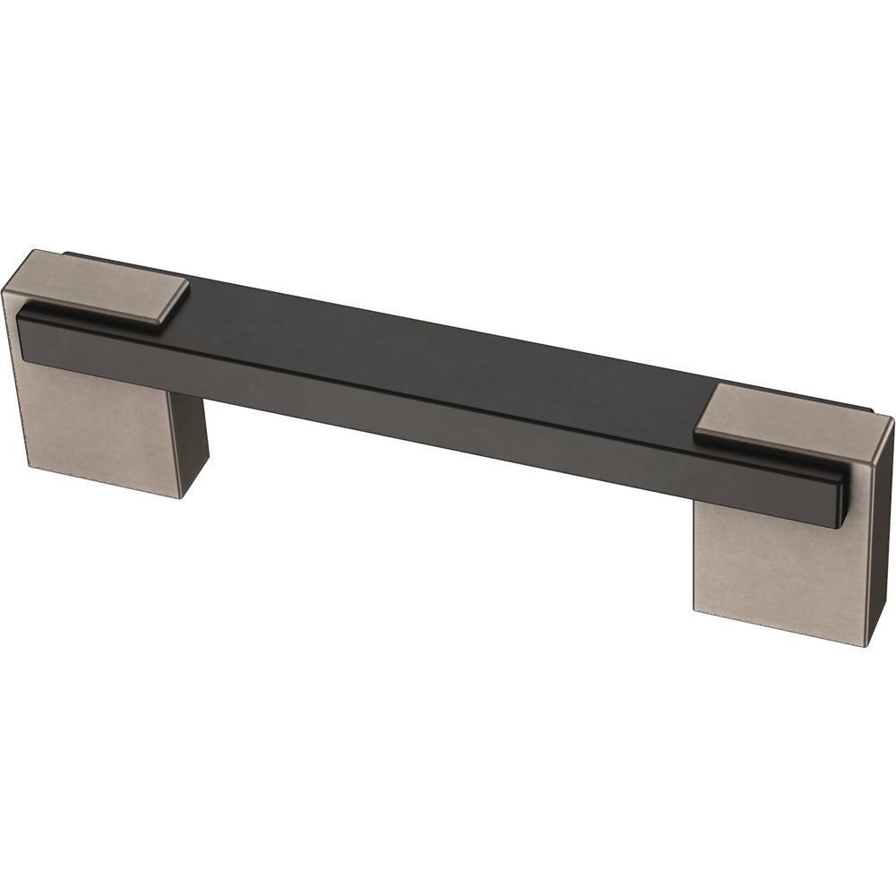 Industrial Insert 4 or 5-1/16 in. (102 or 128mm) Heirloom Silver and Matte Black Dual Mount Drawer Pull - Super Arbor
