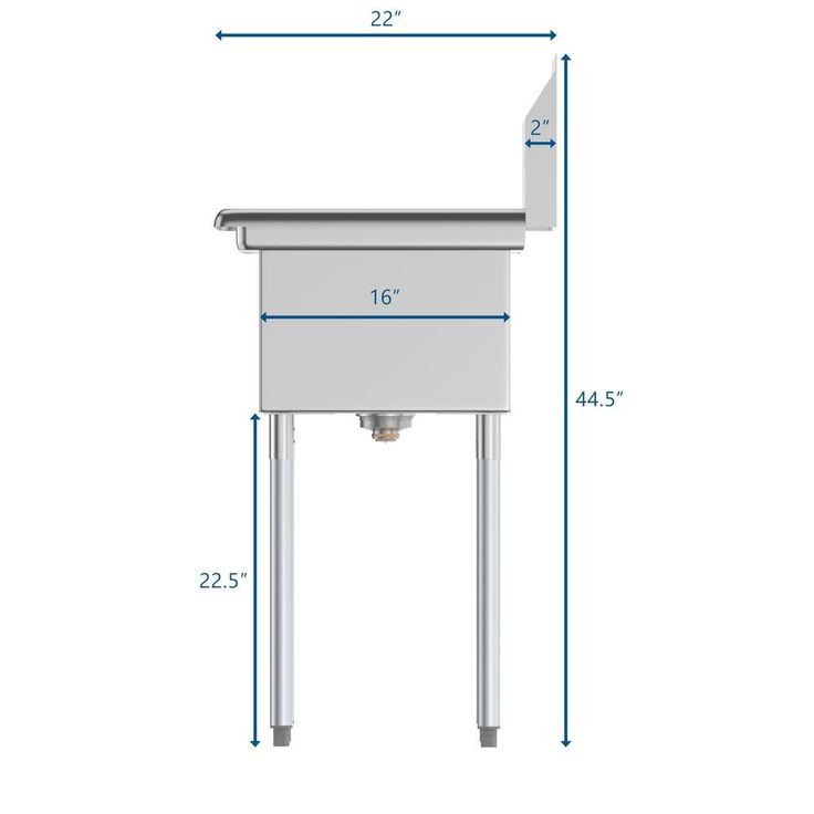 Freestanding Stainless Steel 31 in. 2-Hole Single Bowl Commercial Kitchen Sink