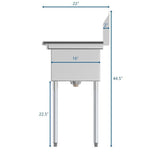 Freestanding Stainless Steel 31 in. 2-Hole Single Bowl Commercial Kitchen Sink