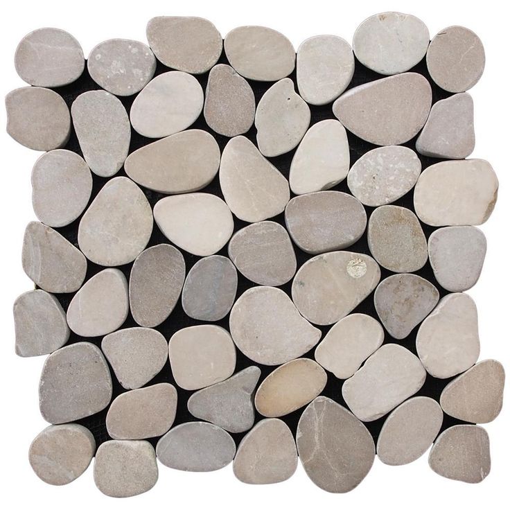 Cruz Bay Sliced Pebble Tile  Black 11-1/2 in. x 11-1/2 in. x 9.5mm Honed Pebble Mosaic Tile (10.12 sq. ft. / case)