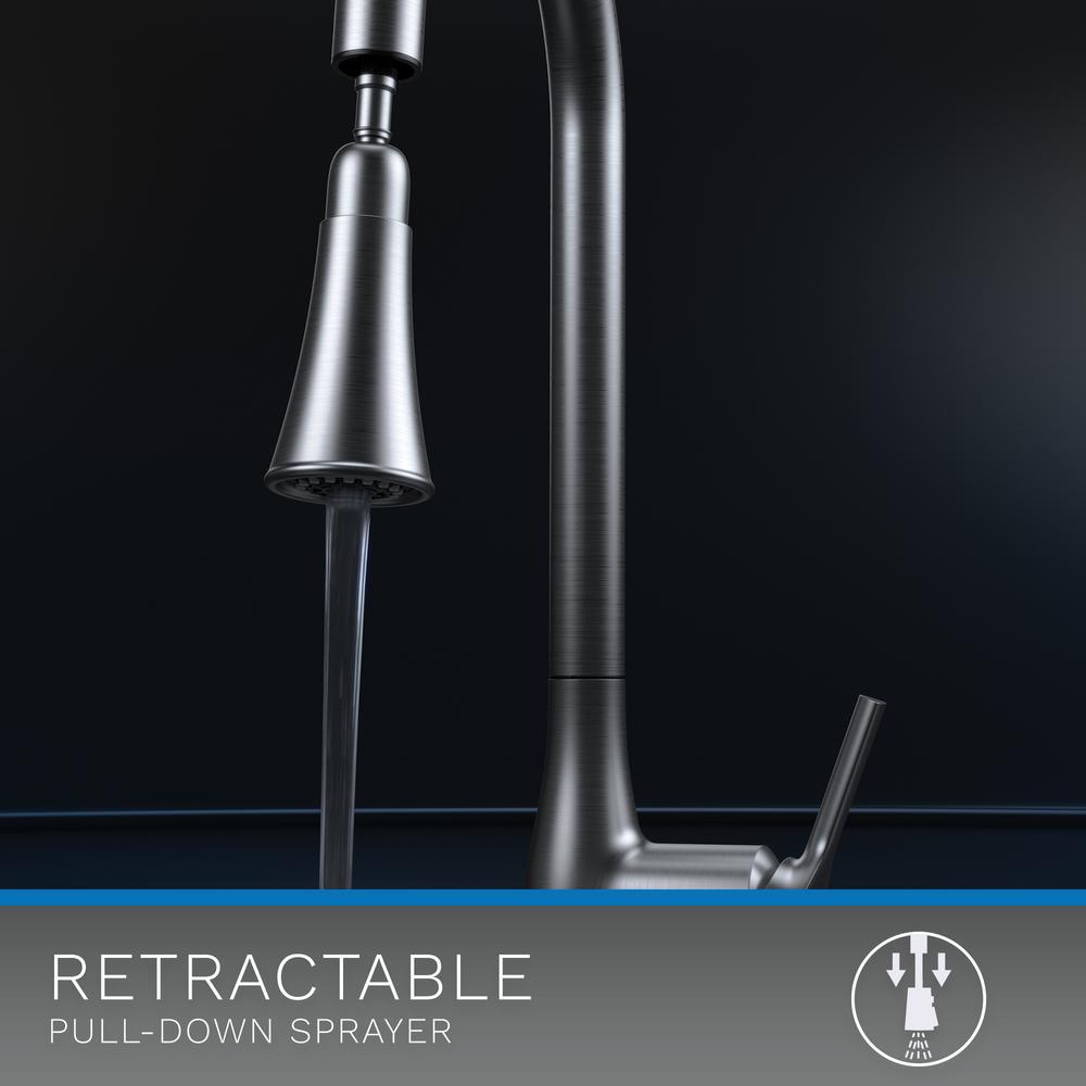 Classic Series Single-Handle Pull-Down Sprayer Kitchen Faucet in Matte Black - Super Arbor