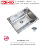 24 in. x 18 in. Single Bowl Stainless Steel Laundry Sink with Washboard - Super Arbor