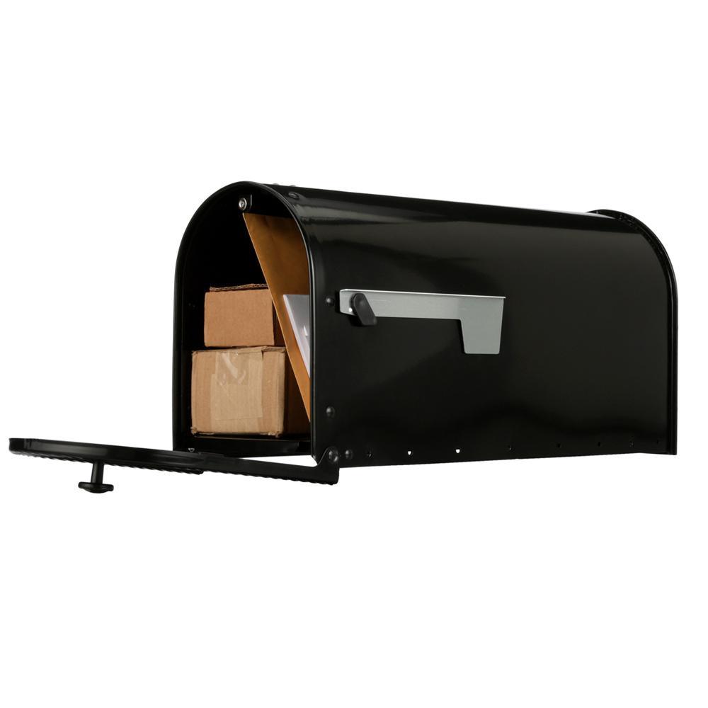 Edwards Large, Steel, Post Mount Mailbox, Black - Super Arbor