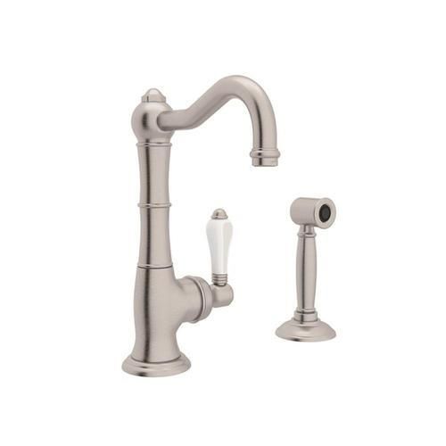 Rohl Italian Kitchen Cinquanta Satin Nickel 1-Handle Deck-Mount Bar and Prep Handle Kitchen Faucet