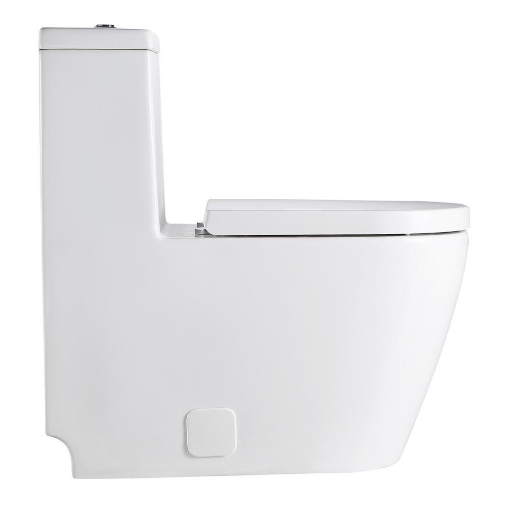 Modern Fashion Round Toilet 1-Piece White 1 Piece 0.8/1.28 GPF White Double Flush Toilet - Super Arbor