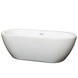 Soho 59.75 in. Acrylic Flatbottom Center Drain Soaking Tub in White - Super Arbor