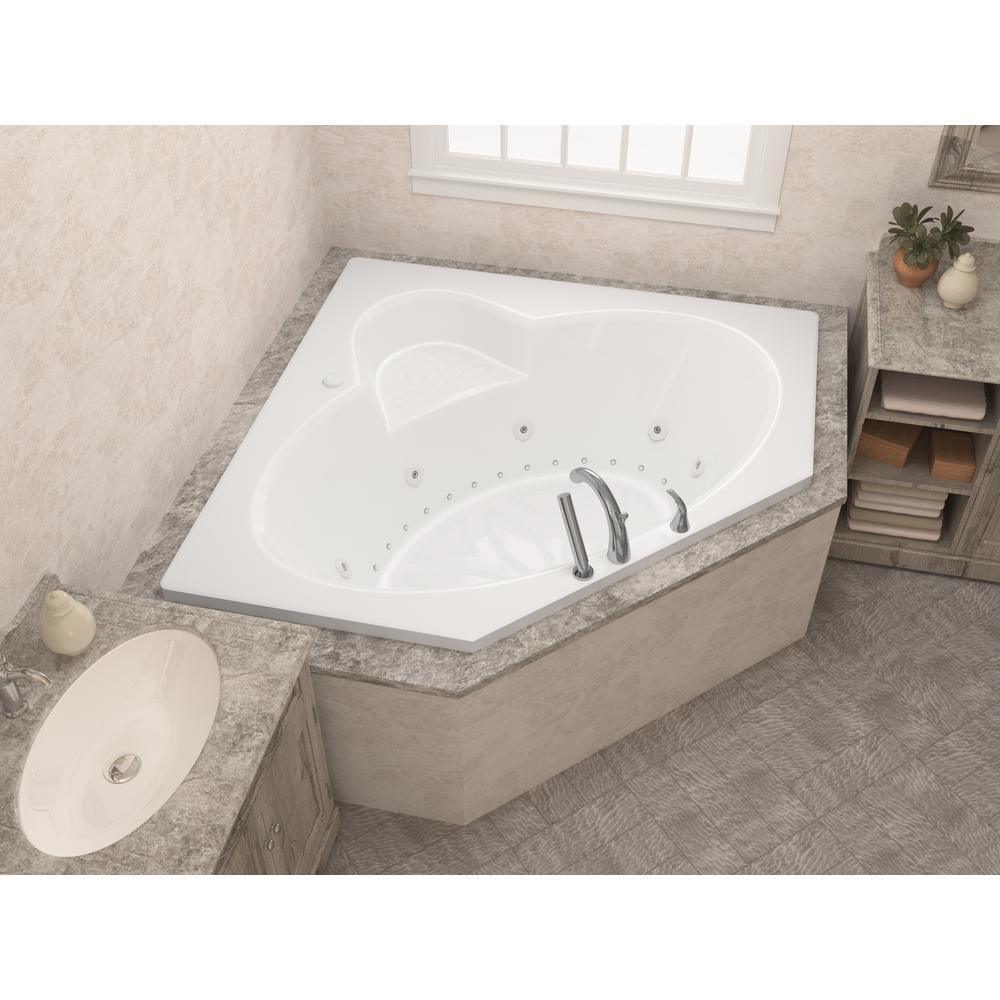 Malachite 5 ft. Acrylic Corner Drop-in Whirlpool Air Bathtub in White - Super Arbor