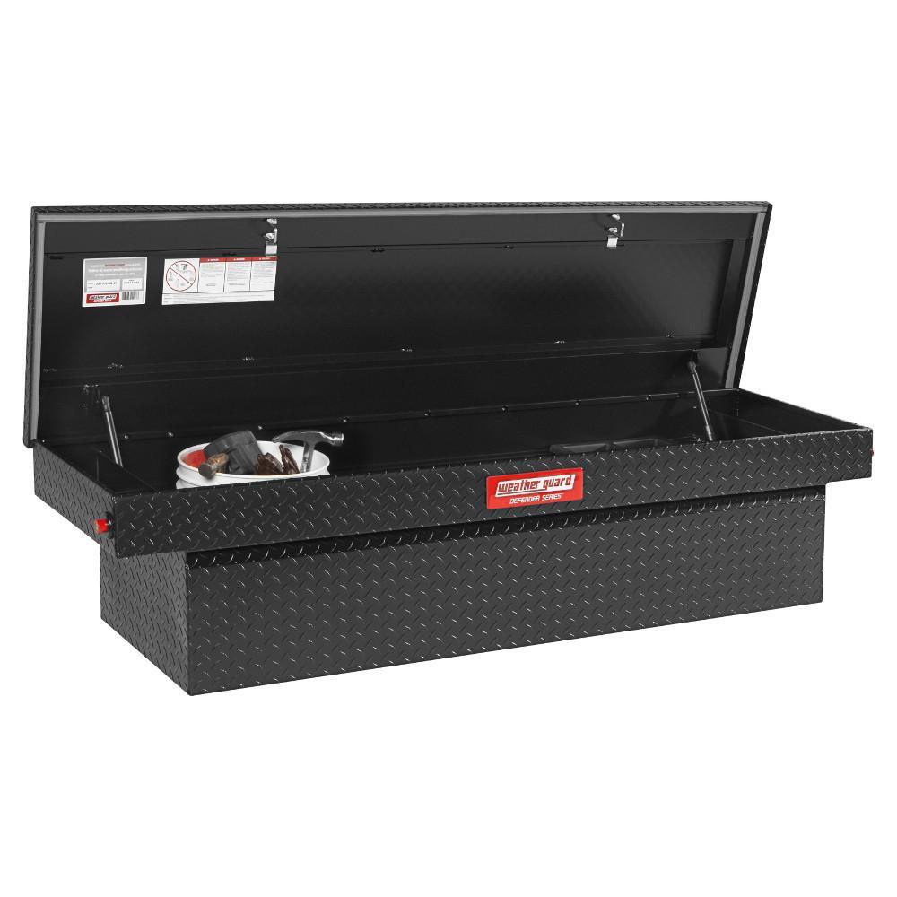 Weather Guard 71.38 in. Matte Black Aluminum Full Size Crossbed Truck Tool Box - Super Arbor