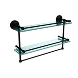 22 in. L  x 12 in. H  x 5 in. W 2-Tier Clear Glass Bathroom Shelf with Towel Bar in Polished Chrome - Super Arbor