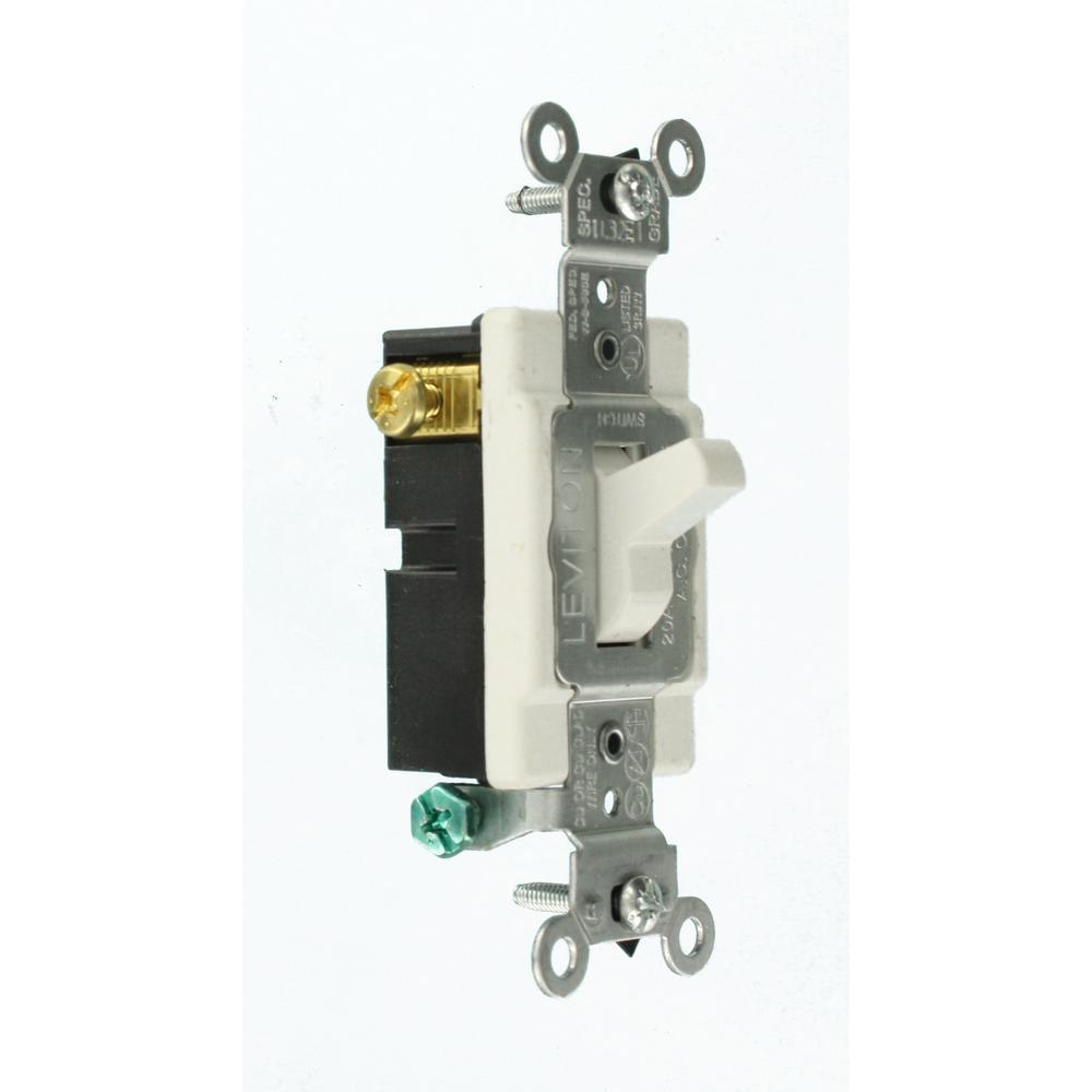 20 Amp 3-Way Commercial Toggle Switch, White - Super Arbor