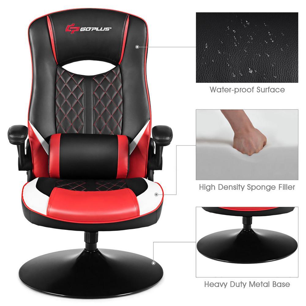 Red PVC Rocking Gaming Chair Rocker Racing Style Computer Office Chair 360¬∞ Swivel - Super Arbor