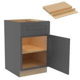 Home Decorators Collection Grayson 21 in. W x 24 in. D x 34.5 in. H Assembled Plywood Base Kitchen Cabinet in Deep Onyx with Knife Block RH