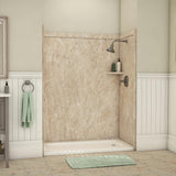 Royale 36 in. x 60 in. x 80 in. 11-Piece Easy Up Adhesive Alcove Bathtub/Shower Wall Surround in Calacatta White - Super Arbor