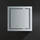 Spazio 30 in. W x 30 in. H Recessed or Surface Mount Medicine Cabinet with LED Lighting and Mirror Defogger