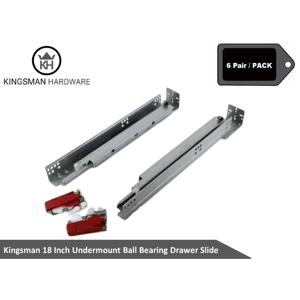 18 in. Full Extension Under Mount Soft Close Ball Bearing Drawer Slide with Rear Bracket Set (6-Pair) - Super Arbor