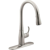 Simplice Single-Handle Pull-Down Sprayer Kitchen Faucet in Vibrant Stainless with DockNetik and Sweep Spray - Super Arbor