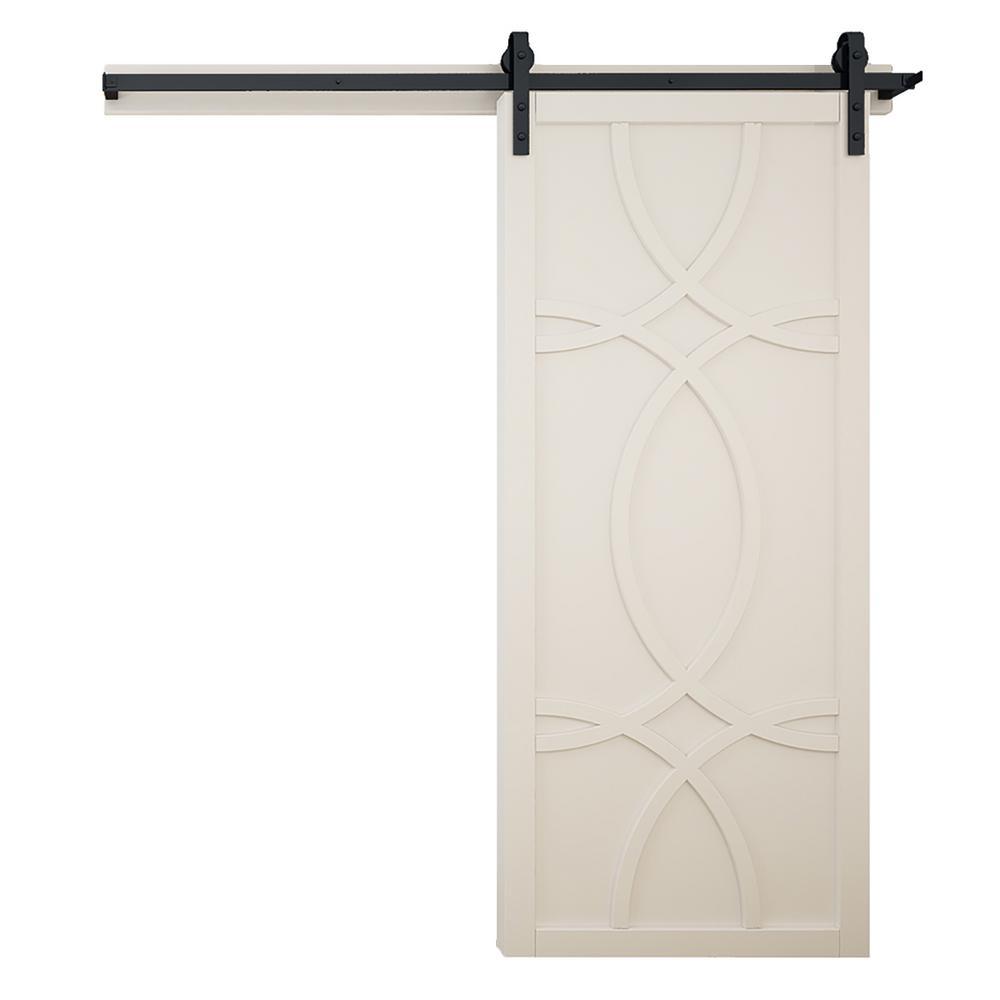 42 in. x 84 in. Hollywood Bright White Wood Sliding Barn Door with Hardware Kit - Super Arbor