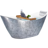 Freestanding 67 in. Acrylic Flatbottom Bathtub Modern Stand Alone Tub Luxurious SPA Tub in Glossy Silver - Super Arbor