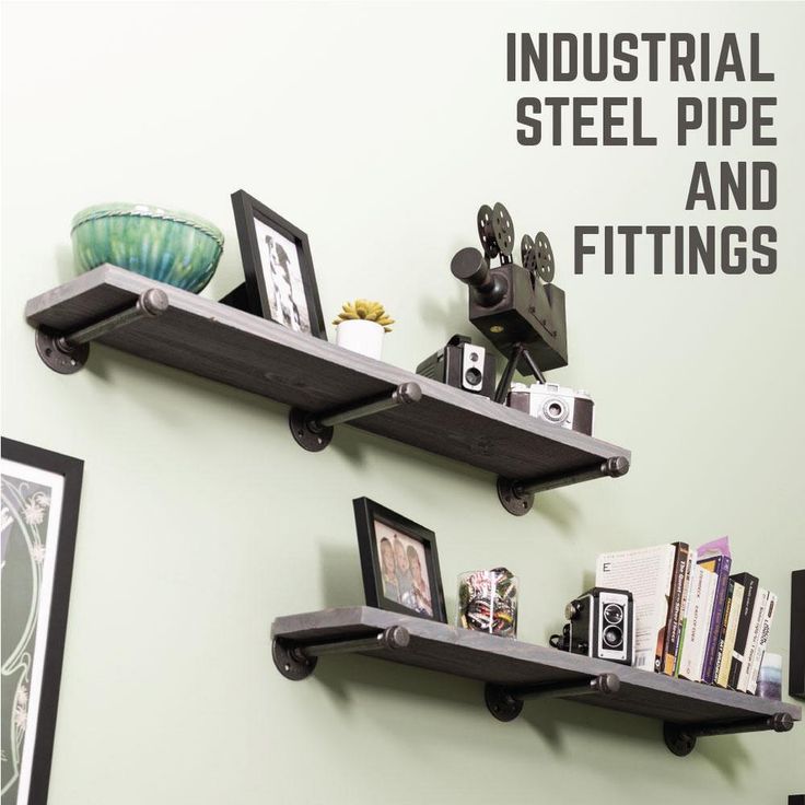 1/2 in. Black Pipe 12 in. L Wall Mounted Shelf Bracket Kit (6-Pack)