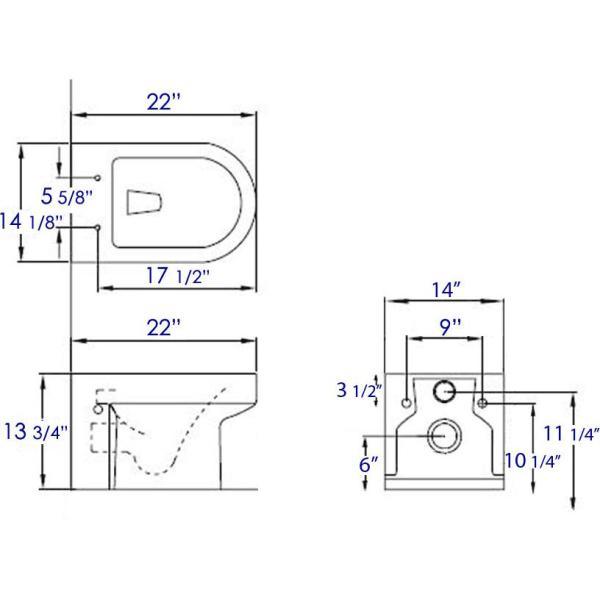 Wall Mount 1-Piece 0.8/1.6 GPF Dual Flush Elongated Toilet Bowl in White Seat Included - Super Arbor