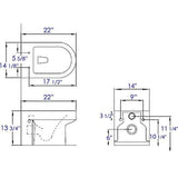 Wall Mount 1-Piece 0.8/1.6 GPF Dual Flush Elongated Toilet Bowl in White Seat Included - Super Arbor