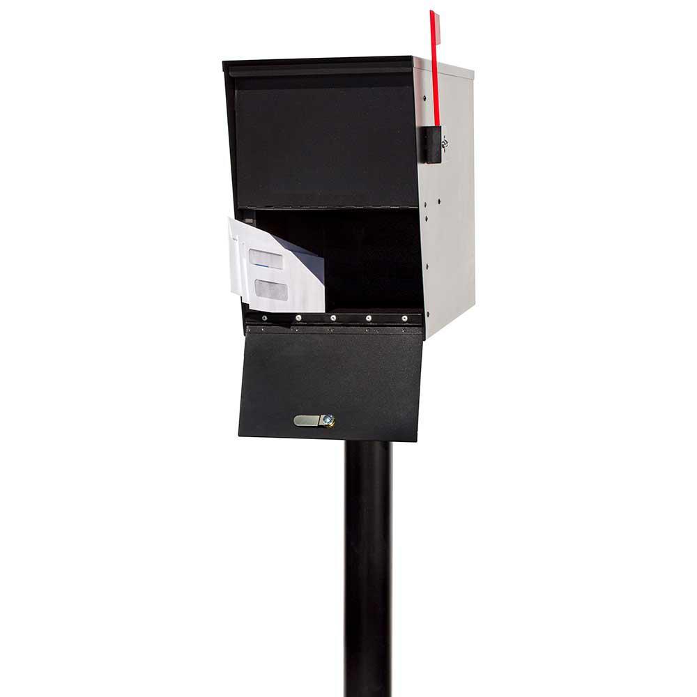 LetterSentry Black Post Mount Locking Mail and Small Parcel Box - Super Arbor