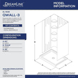 DreamLine QWALL-3 36 in. x 60 in. x 75-5/8 in. Standard Fit Shower Kit in White with Shower Base and Back Wall