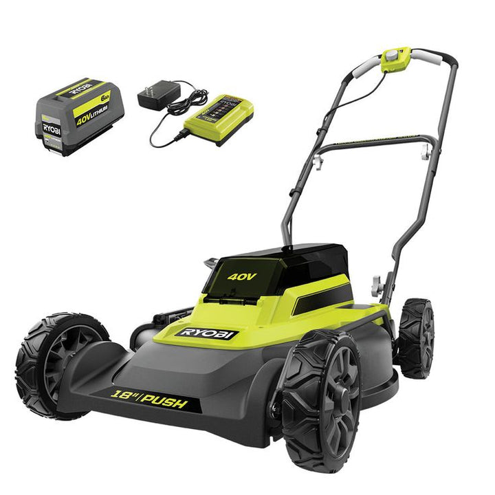 RYOBI 18 in. 40-Volt 2-in-1 Lithium-Ion Cordless Battery Walk Behind Push Mower 4.0 Ah Battery/Charger Included