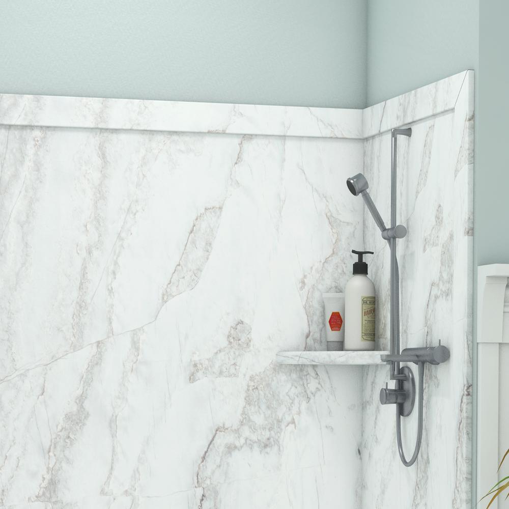 Adaptable 60 in. x 60 in. x 80 in. 9-Piece Easy Up Adhesive Alcove Shower Surround in Calypso - Super Arbor