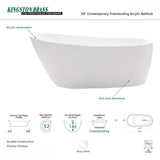 Fusion 59 in. Acrylic Front Drain Flatbottom Freestanding Bathtub in White - Super Arbor