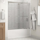 Everly 60 in. x 59-1/4 in. Mod Semi-Frameless Sliding Bathtub Door in Bronze and 1/4 in. (6mm) Rain Glass - Super Arbor