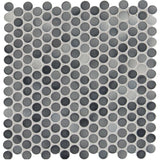 MSI Penny Round Grigio Mix 12.2 in. x 11.3 in. x 6 mm Glossy Ceramic Mesh-Mounted Mosaic Tile (14.36 sq. ft. / Case)