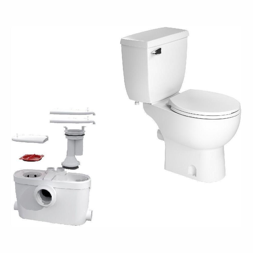 SaniAccess3 2-Piece 1.280 GPF Single Flush Elongated Toilet with .5 HP Macerating Pump in White - Super Arbor