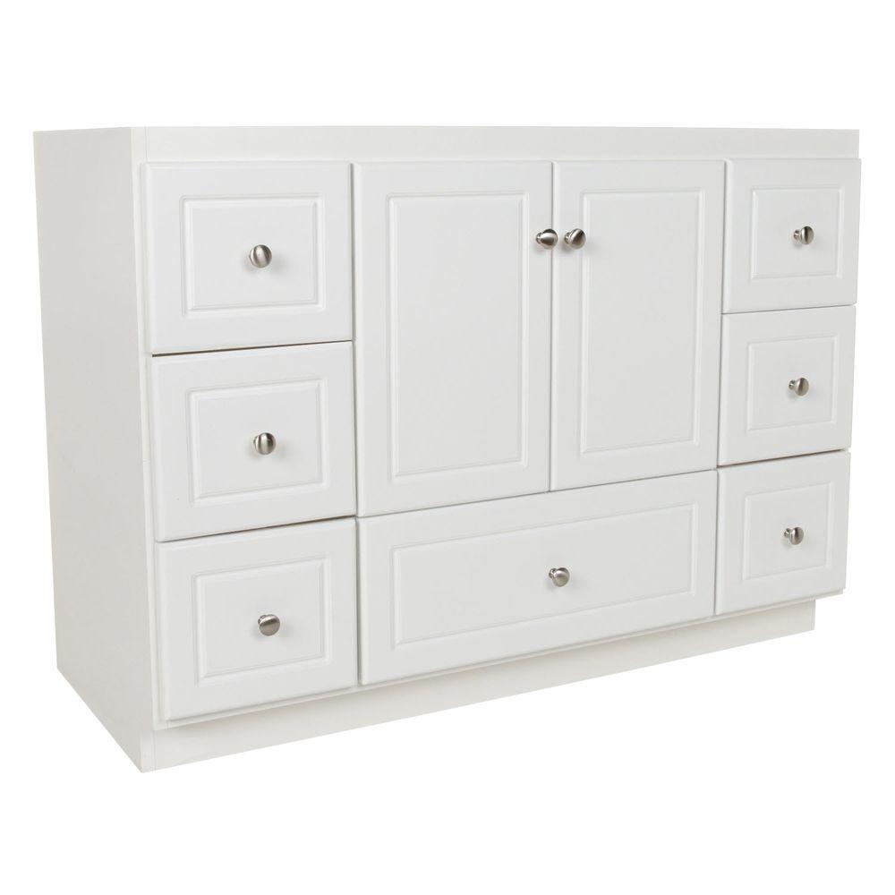 Ultraline 60 in. W x 21 in. D x 34.5 in. H Vanity for Center Basin Cabinet Only in Satin White - Super Arbor