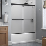 Lyndall 60 in. x 59-1/4 in. Frameless Mod Soft-Close Sliding Bathtub Door in Matte Black with 1/4 in. (6 mm) Clear Glass - Super Arbor