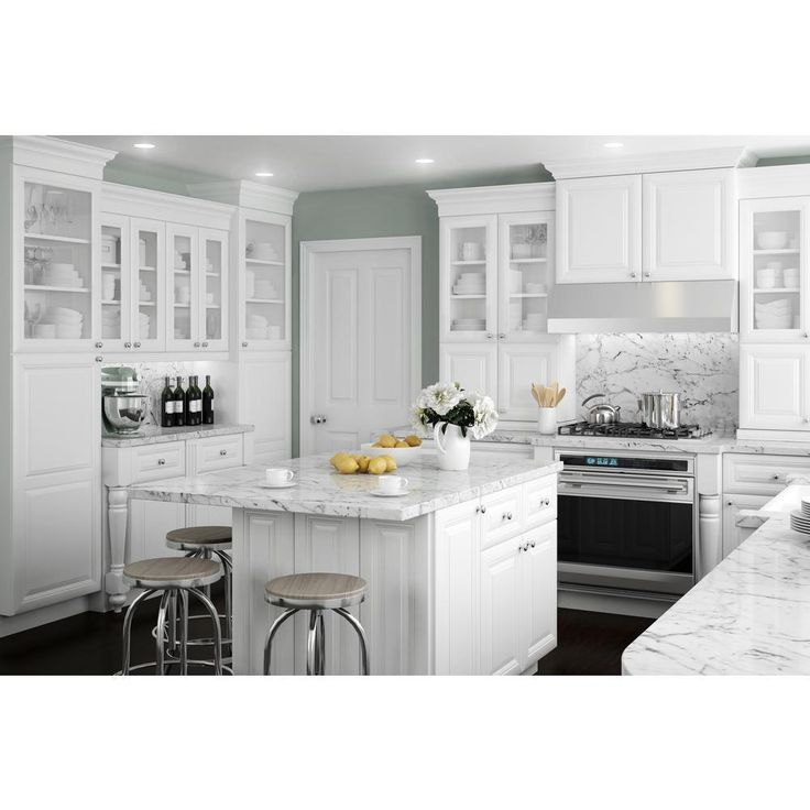 Brookfield Assembled 18x34.5x24 in. Plywood Mitered Double Wastebasket Base Kitchen Cabinet in Painted Pacific White
