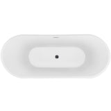 59 in. Acrylic Center Drain Oval Double Slipper Flatbottom Freestanding Bathtub in Glossy White - Super Arbor
