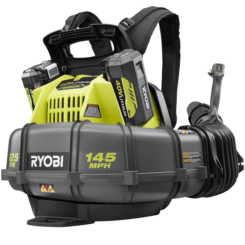 RYOBI 145 MPH 625 CFM 40V Lithium-Ion Cordless Backpack Blower Kit with 5.0Ah Battery and Charger