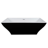 66.96 in. Acrylic Center Drain Rectangular Double Ended Flatbottom Freestanding Bathtub in Glossy Black - Super Arbor