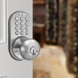 Satin Nickle Single-Cylinder Electronic Door Knob with Keyless Back-Lit Keypad Entry - Super Arbor