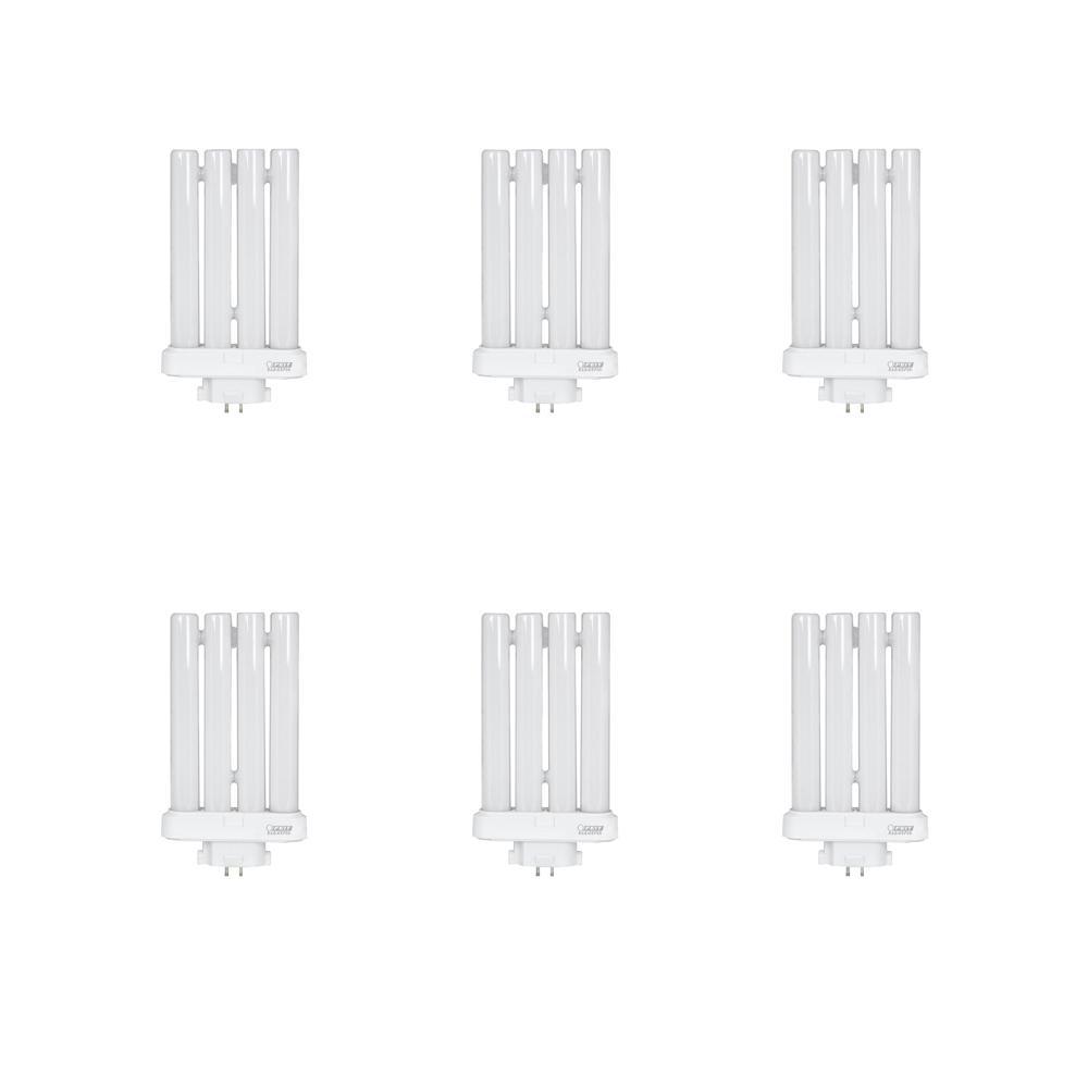 27-Watt PL CFLNI Quad Tube 4-Pin Plug-in GX10Q-4 Base Compact Fluorescent CFL Light Bulb, Daylight 6500K (6-Pack) - Super Arbor