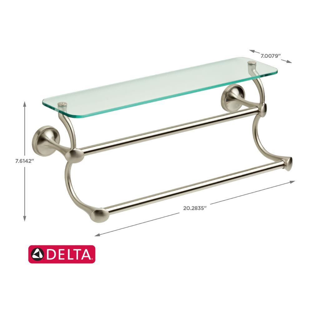 18 in. Glass Shelf with Double Towel Bar in SpotShield Brushed Nickel - Super Arbor