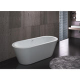 70.8 in. Acrylic Pop Up Drain Oval Double Ended Flatbottom Freestanding Bathtub in White - Super Arbor