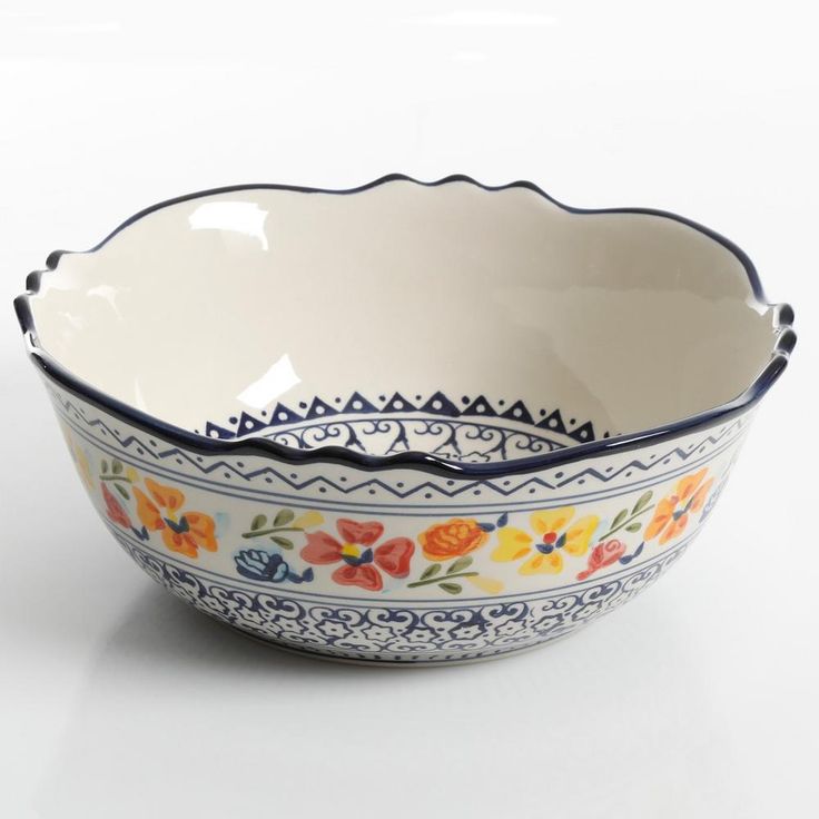 Luxembourg 8 in. and 10 in. 32 fl. oz. and 64 fl. oz. Multicolored Stoneware Serving Bowls (Set of 2)